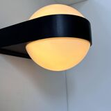 Vintage wall lamp, opaline and matte black metal, Raak Netherlands 1970