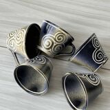 5 GMS Roscoff stoneware cups and saucers.