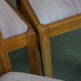 Set of 8 vintage Danish design dining chairs from the 1970s with light purple fabric seats
