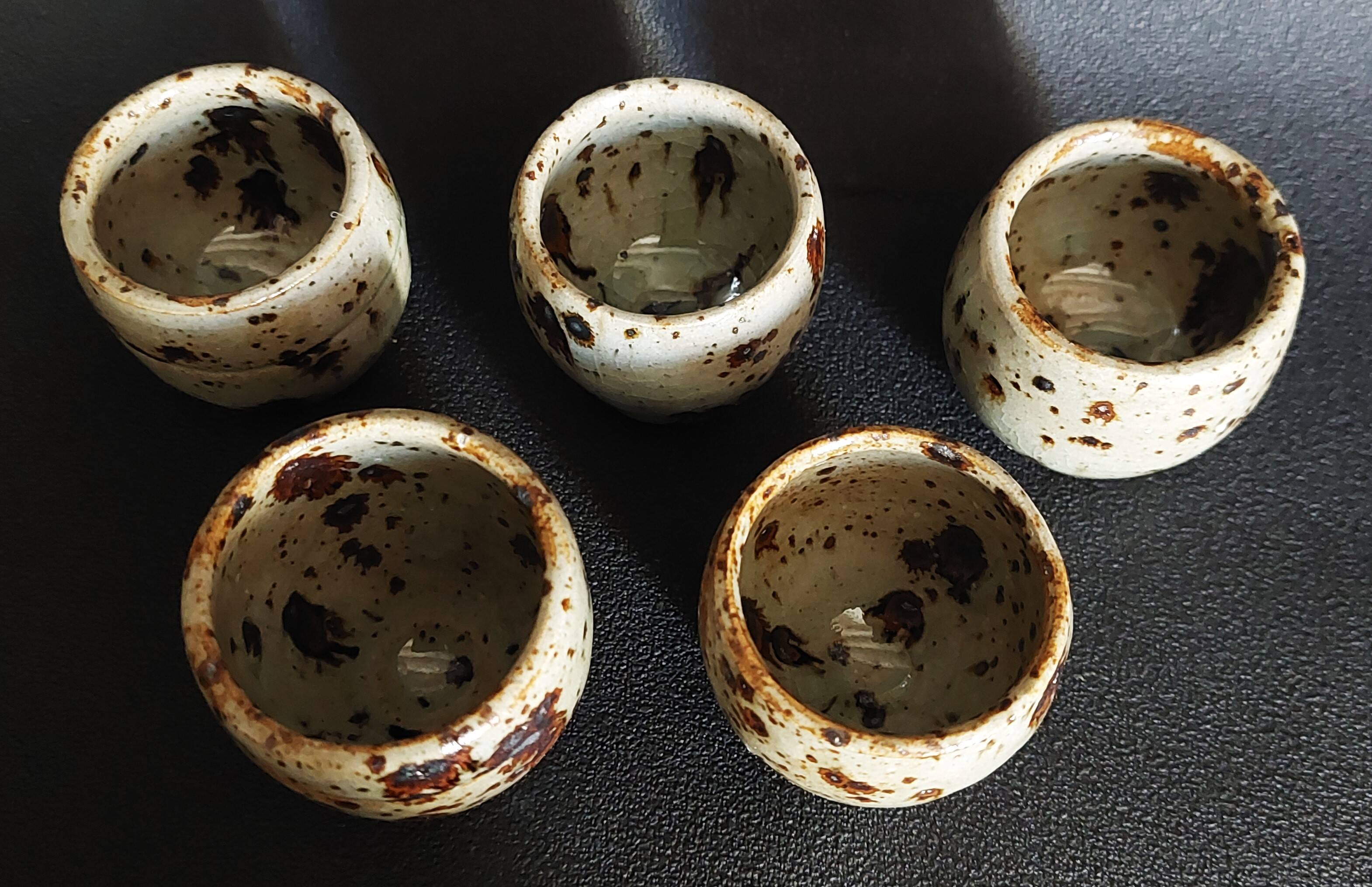 Set of 20th-century stoneware liqueur glasses