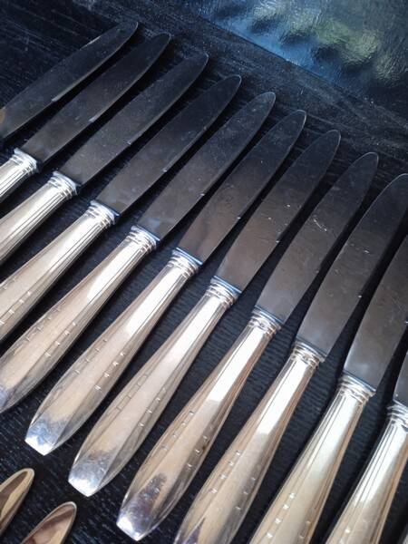 12 + 12 silver metal knives art deco period