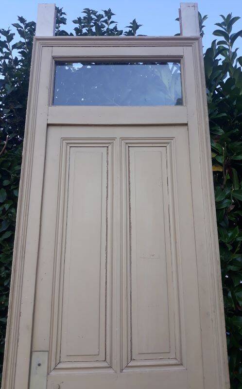 Haussmannian door 72.7x221cm with an old glazed transom frame chassis.