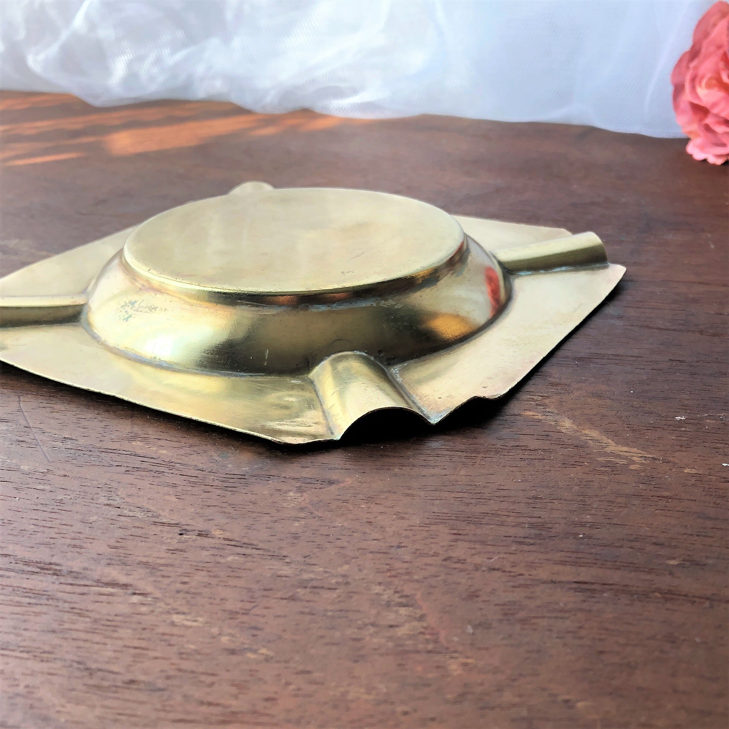 Cendrier laiton doré vintage