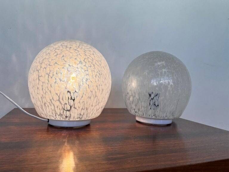 Pair of design mid century artglass Table Lamps, 1980s - Czechoslovakia