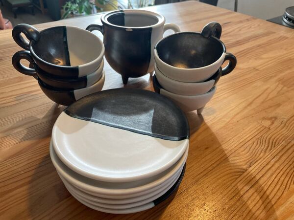 Lot de 6 tasses de café/thé avec sucrier - Vallauris