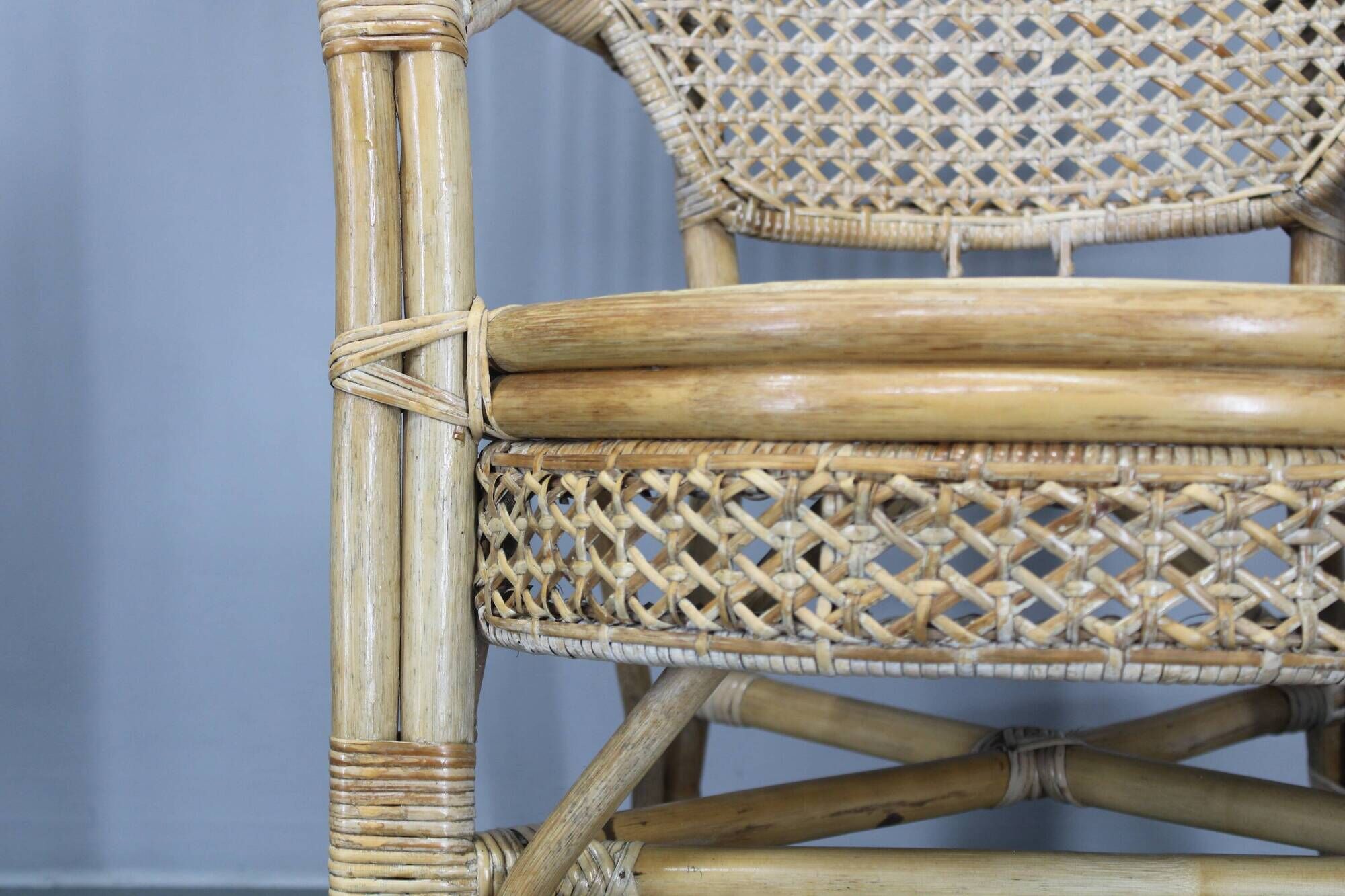 1970s Set of Four Rattan Chairs, Italy