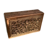 Rectangular silver copper box richly chiseled decoration Khmer Art Cambodia