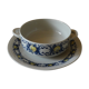 Villeroy and Boch. Cadiz model. Porcelain bowl with handle and its saucer. Design.