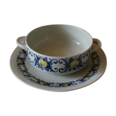 Villeroy et boch. modèle cadiz. ecuelle ansée en porcelaine (e)et sa soucoupe. design