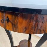 Round Biedermeier Sewing Table in Walnut with Ebonized Legs, South Germany, 1825