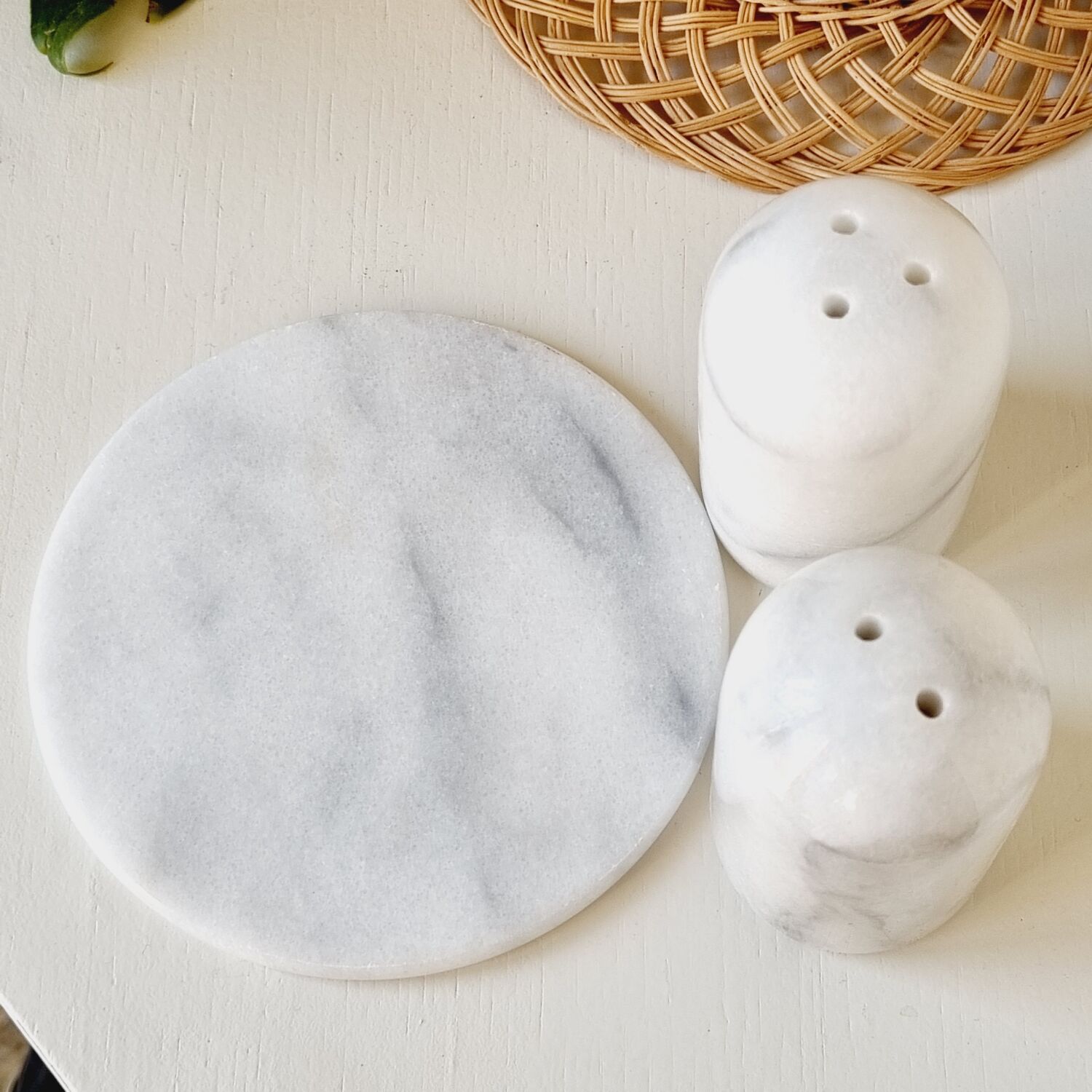 Salt and pepper on marble base