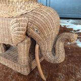 Wicker elephant side table