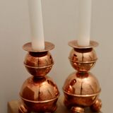 Pair of Swedish copper candlesticks from the mid-century by ALB Lindstrom Eskiltuna.