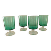 4 stemmed glasses in emerald green glass – 1970s