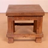 Old workshop bedside table in original blue patina Burmese teak