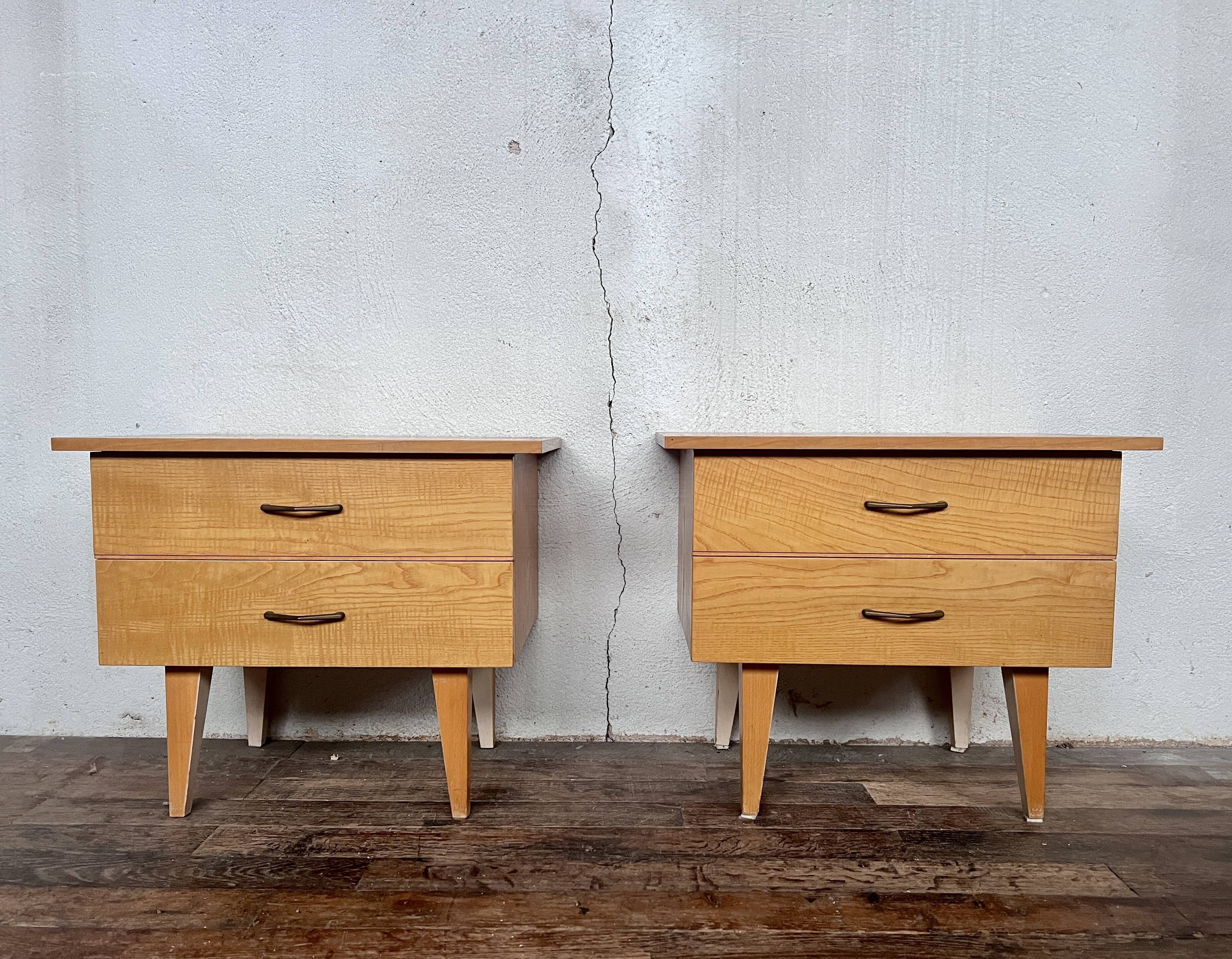 Pair of bedside tables end of vintage sofa