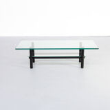 80s solid metal and glass coffee table
