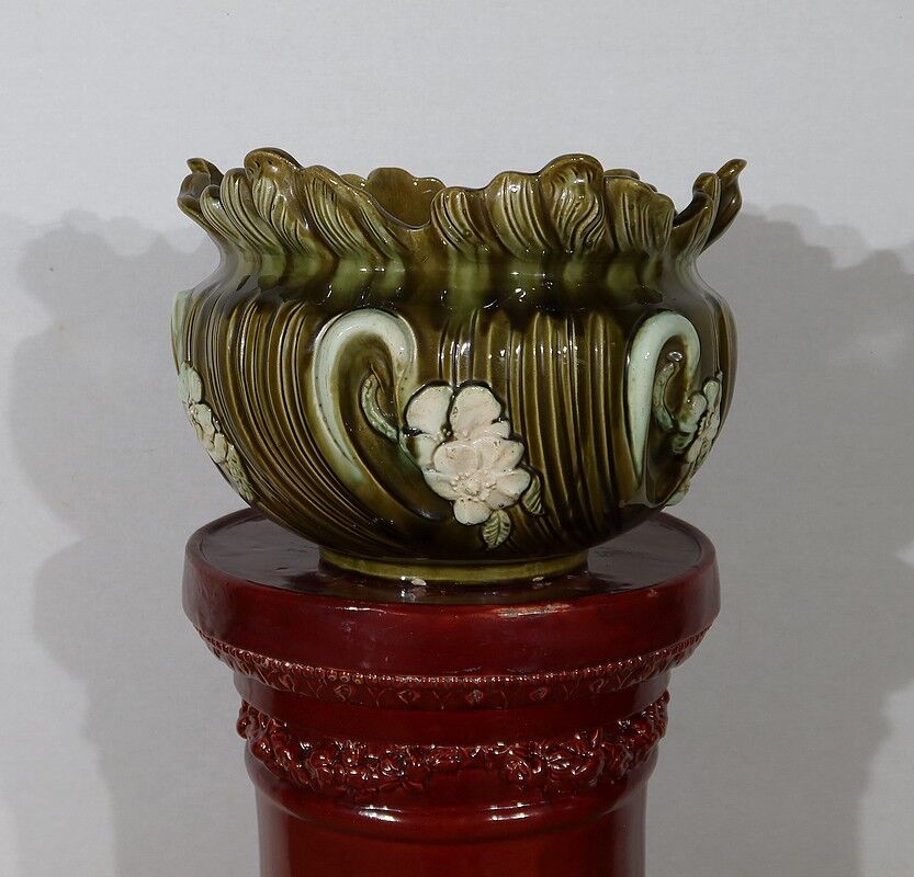 Cache-pot en faïence barbotine, art nouveau – 1920