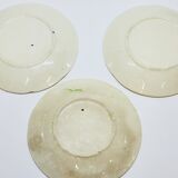 3 old plates in slip decoration strawberries and grapes