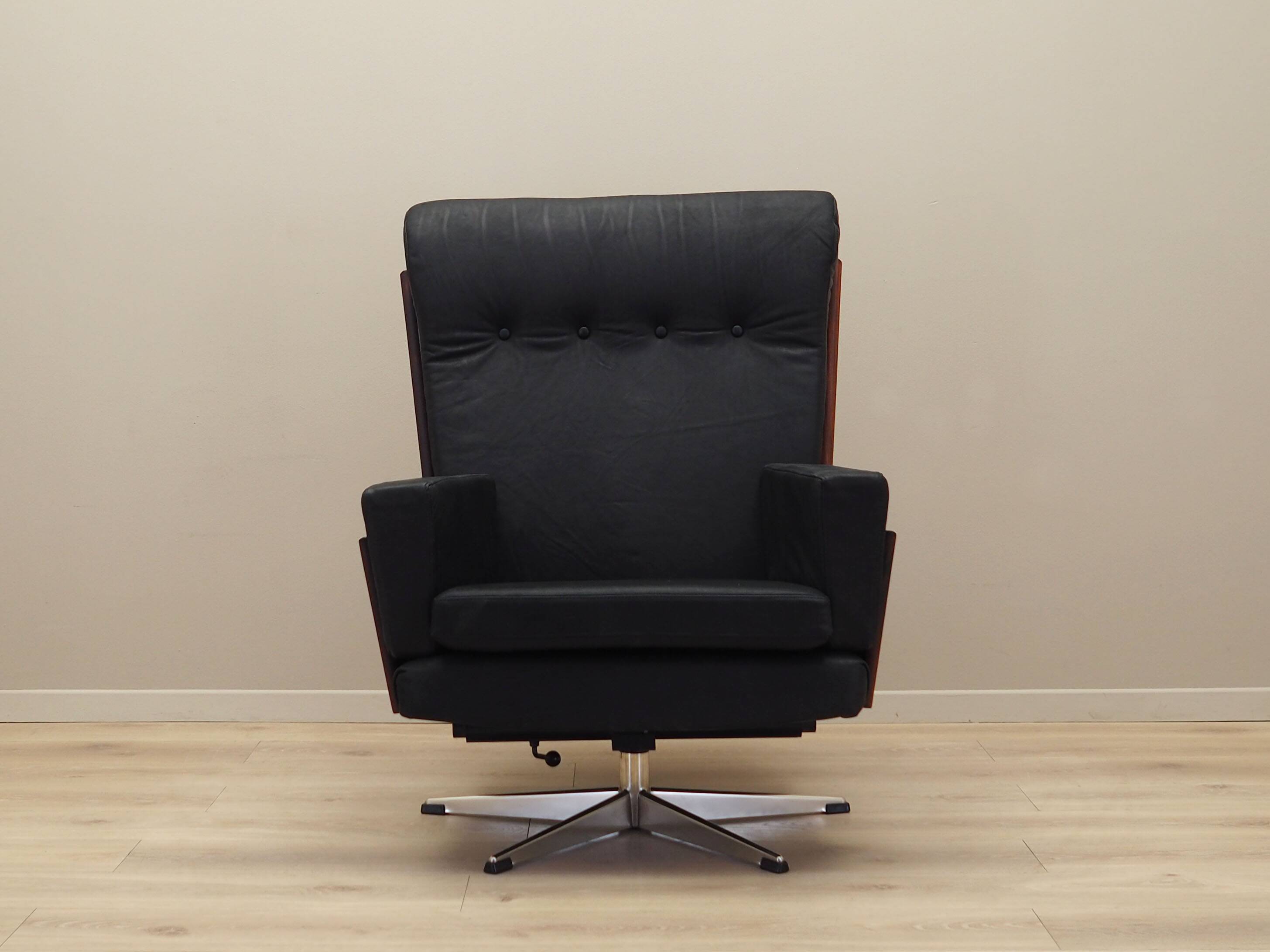 Office leather armchair, Danish design, 1970s, production: Denmark