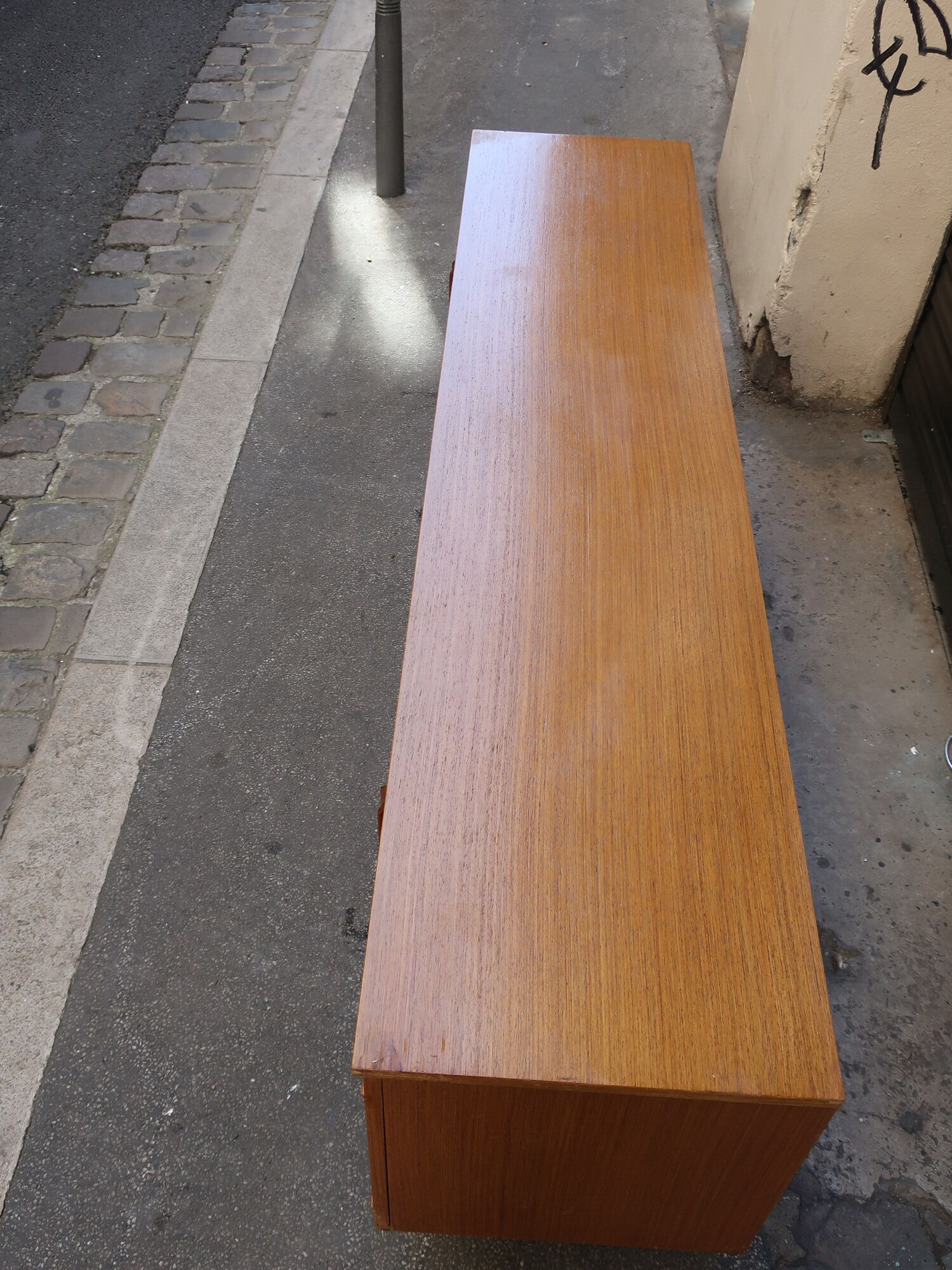 Wooden sideboard of the 70s u-shaped footing