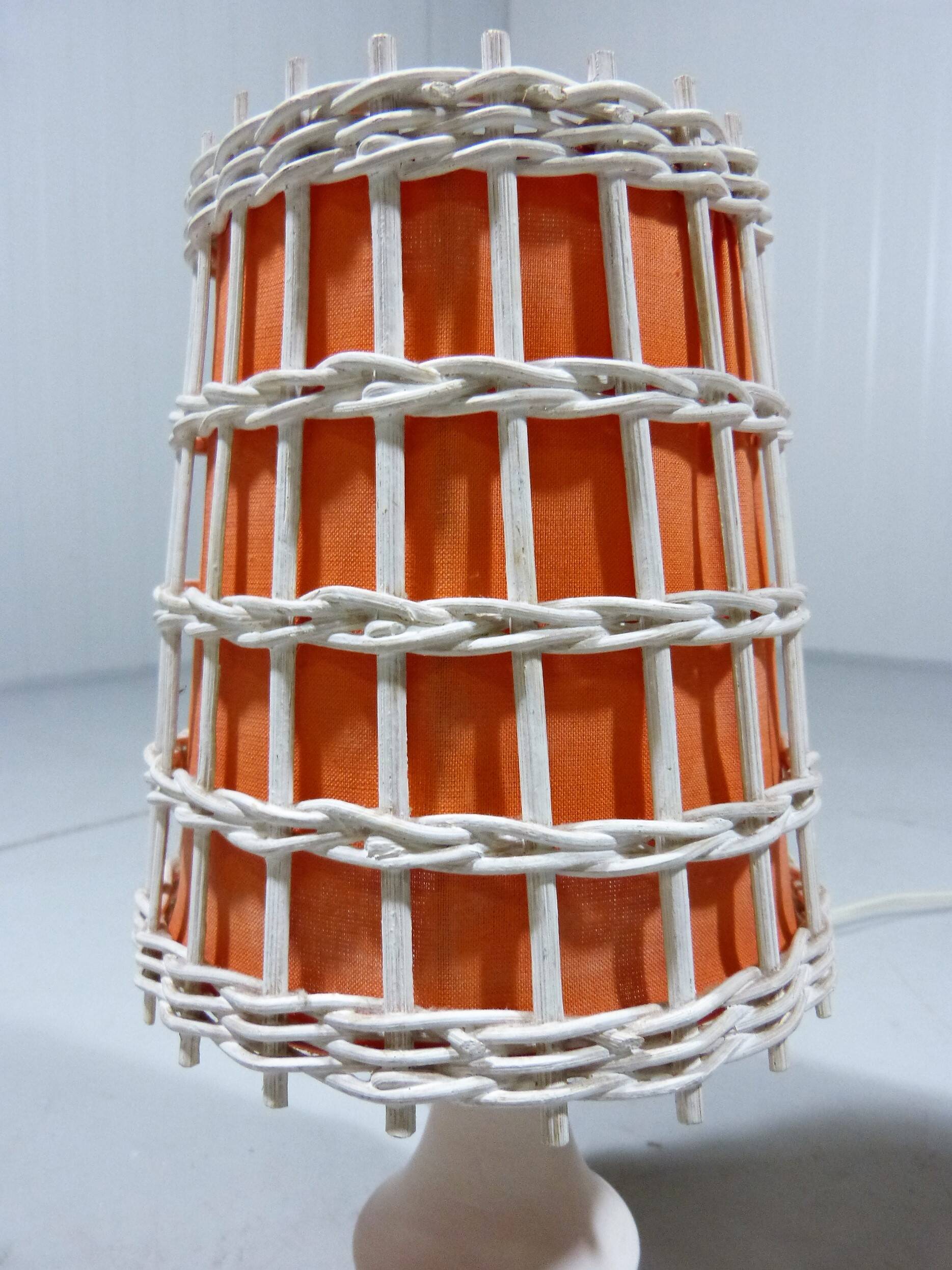 Lampes de chevet ou de table blanches et orange, années 1960