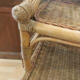 Bamboo and rattan corner shelf circa 1975
