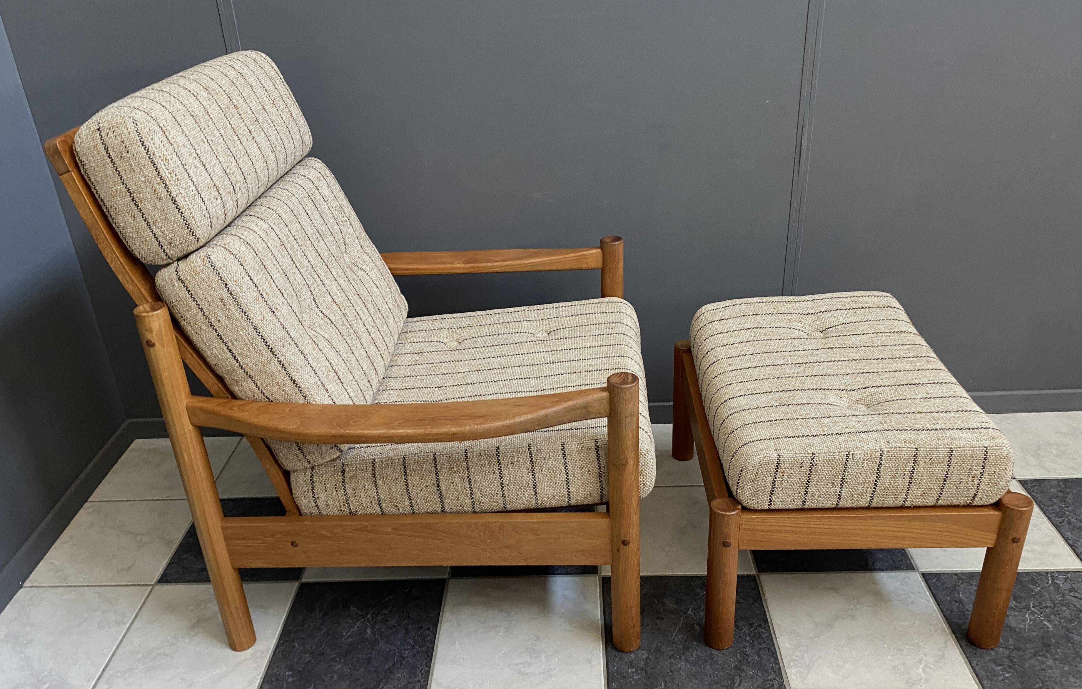 High back relax chair with hocker 1960s by Tarm Stole Denmark
