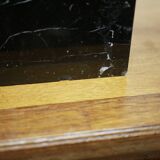 Buddha head sculpture, marble base