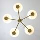 Mid-century Modern Italian Brass and Opaline Chandelier, 1960s