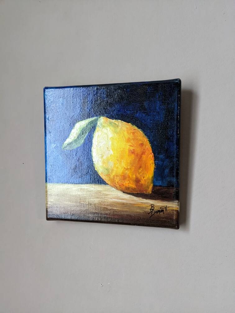Oil painting on canvas still life lemon country decoration