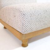 Robert Guillerme & Jacques Chambron, armchair upholstered in beige fabric.