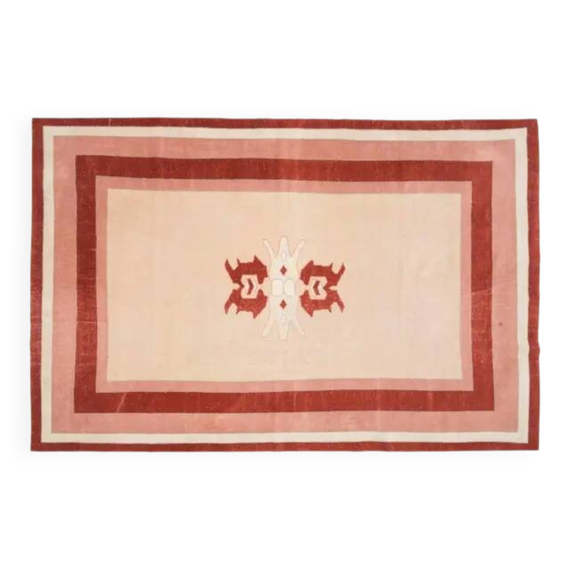 1970s Vintage Turkish Handmade Wool & Cotton Orange Area Rug 203x315