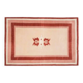 1970s Vintage Turkish Handmade Wool & Cotton Orange Area Rug 203x315