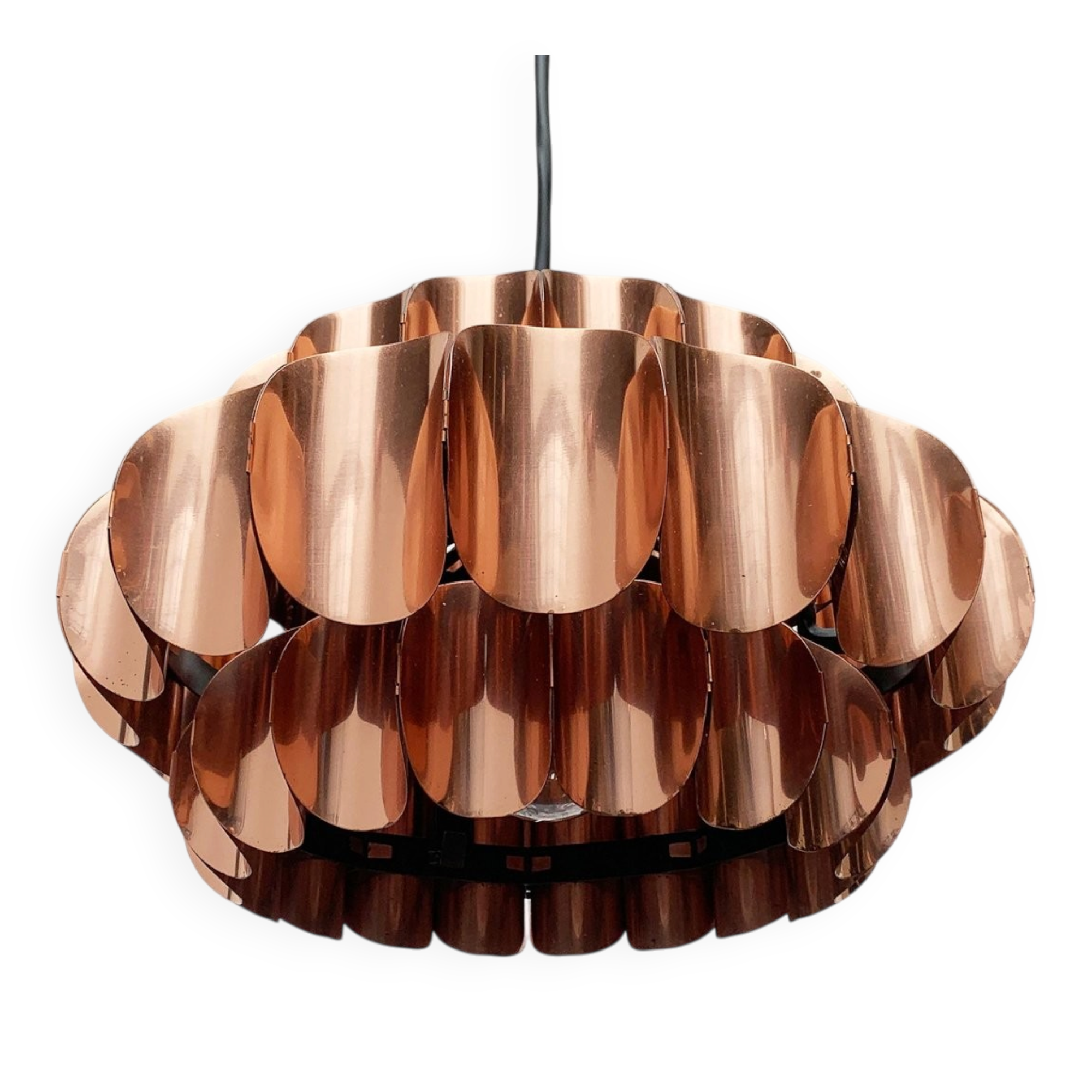 Copper pendant lamp Swiss type 810 modern mid-century by Hans Zender for Temde