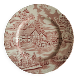 Porcelain flat plate signed Lunéville. French made. "English Style" model.