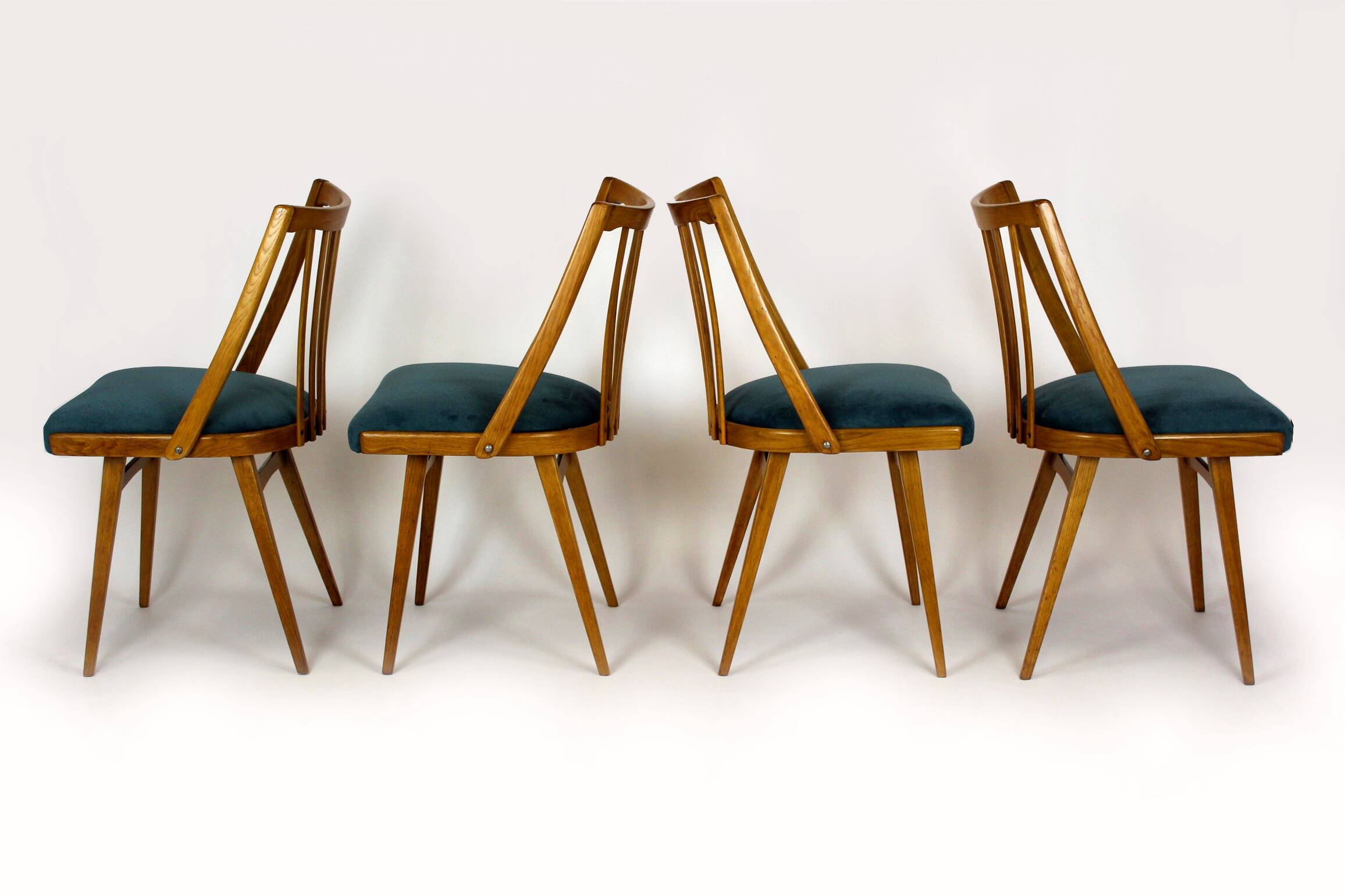 Restored Oak Dining Chairs from Interier Praha, 1960s, Set of 4
