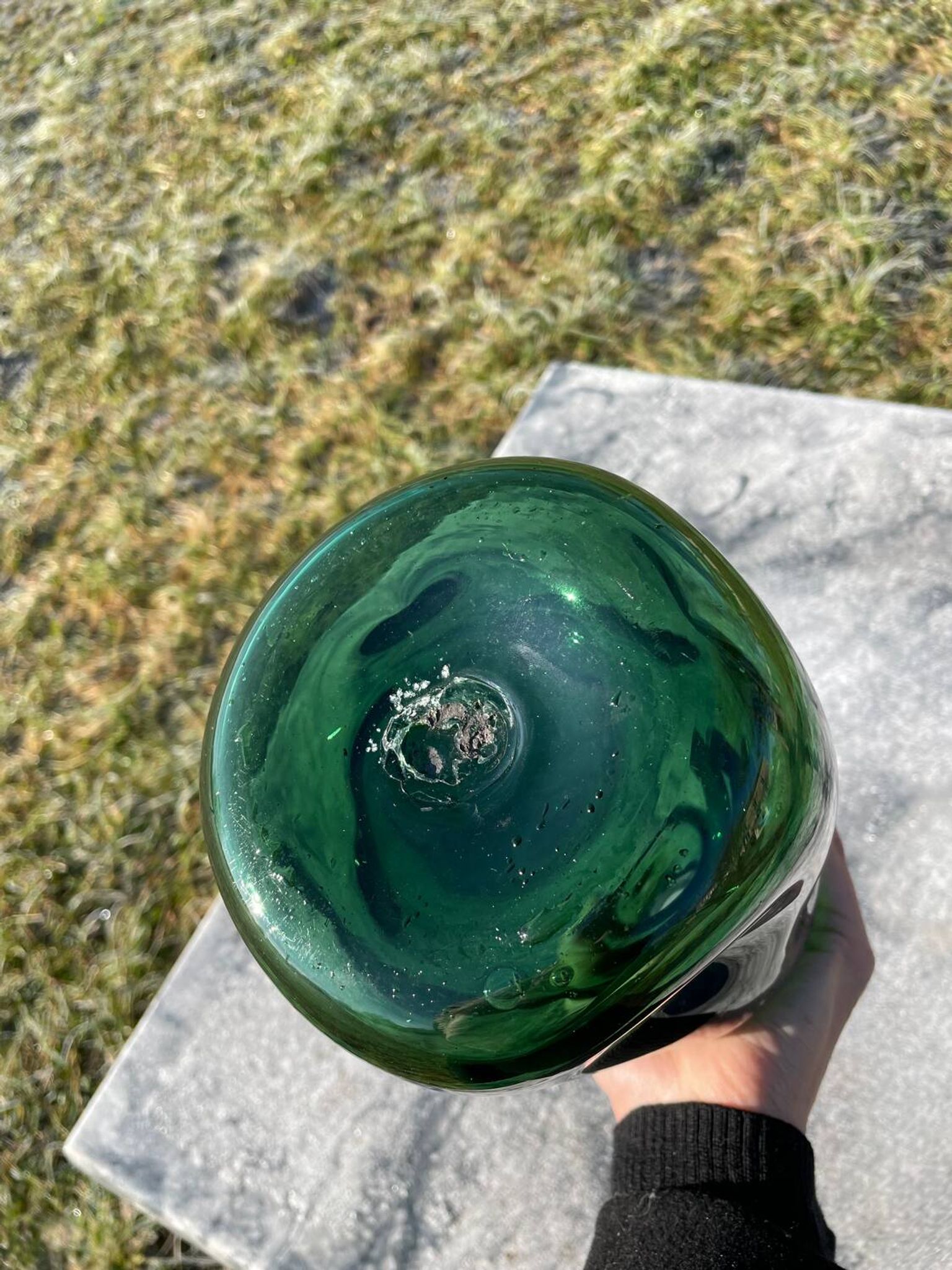 Large blown glass bottle - Vintage 70s - Empoli glassware - Italy