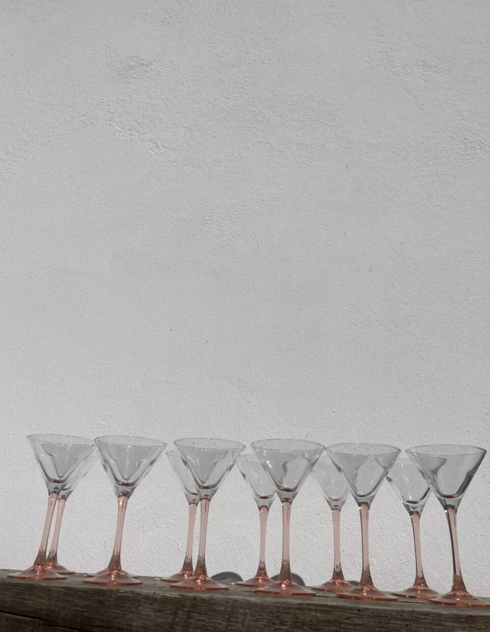 12 pink cocktail glasses Luminarc cuts