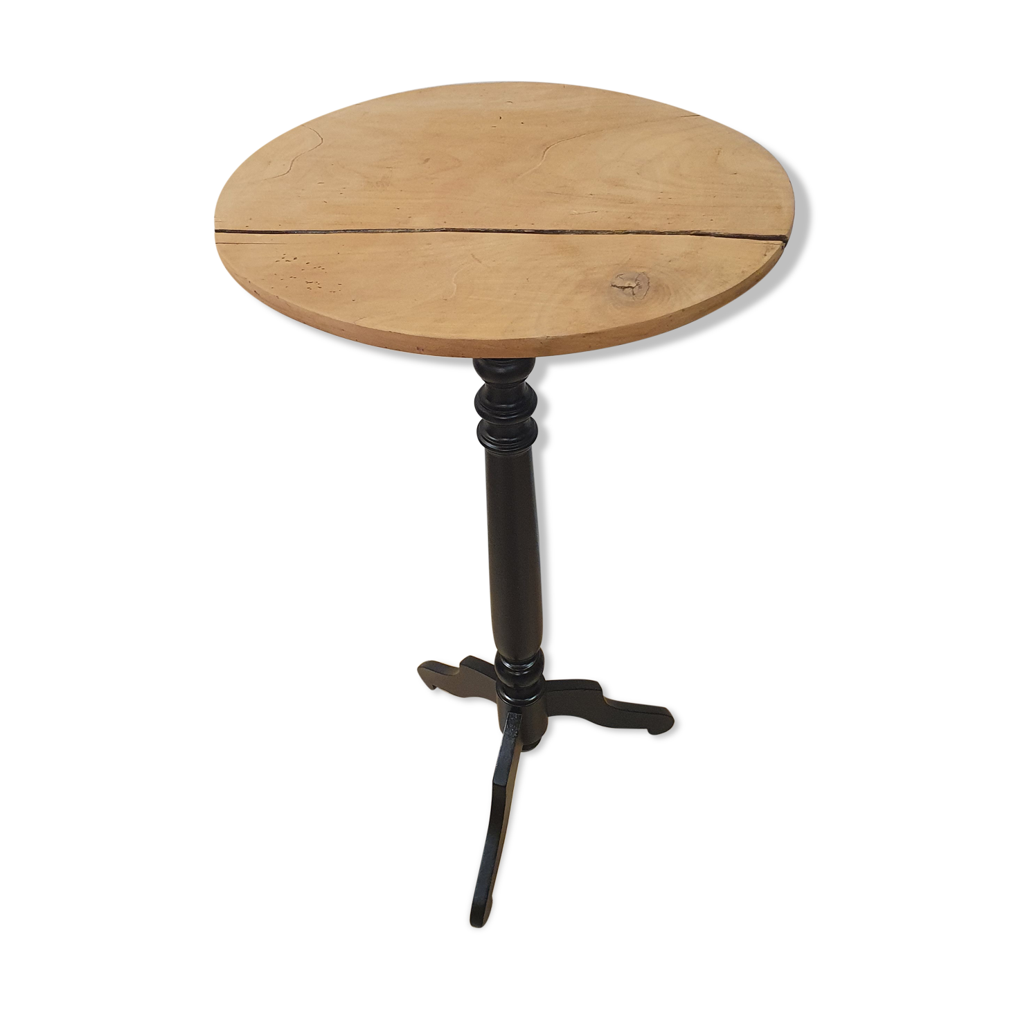 Black and wood pedestal table