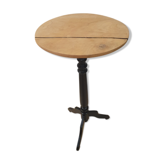 Black and wood pedestal table