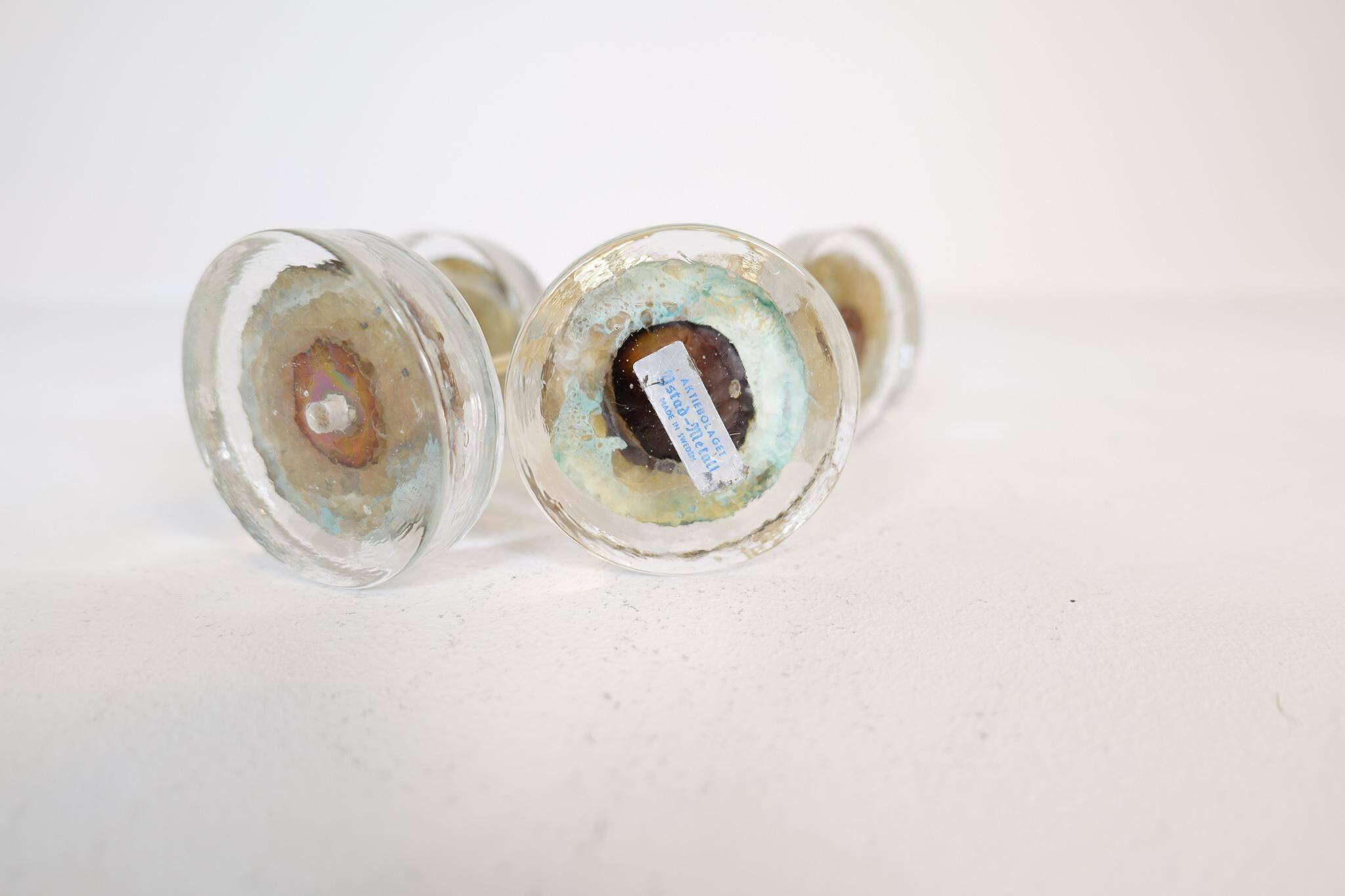 Set of 4 mid-century candle holders Ystad Metall, Sweden, 1950s