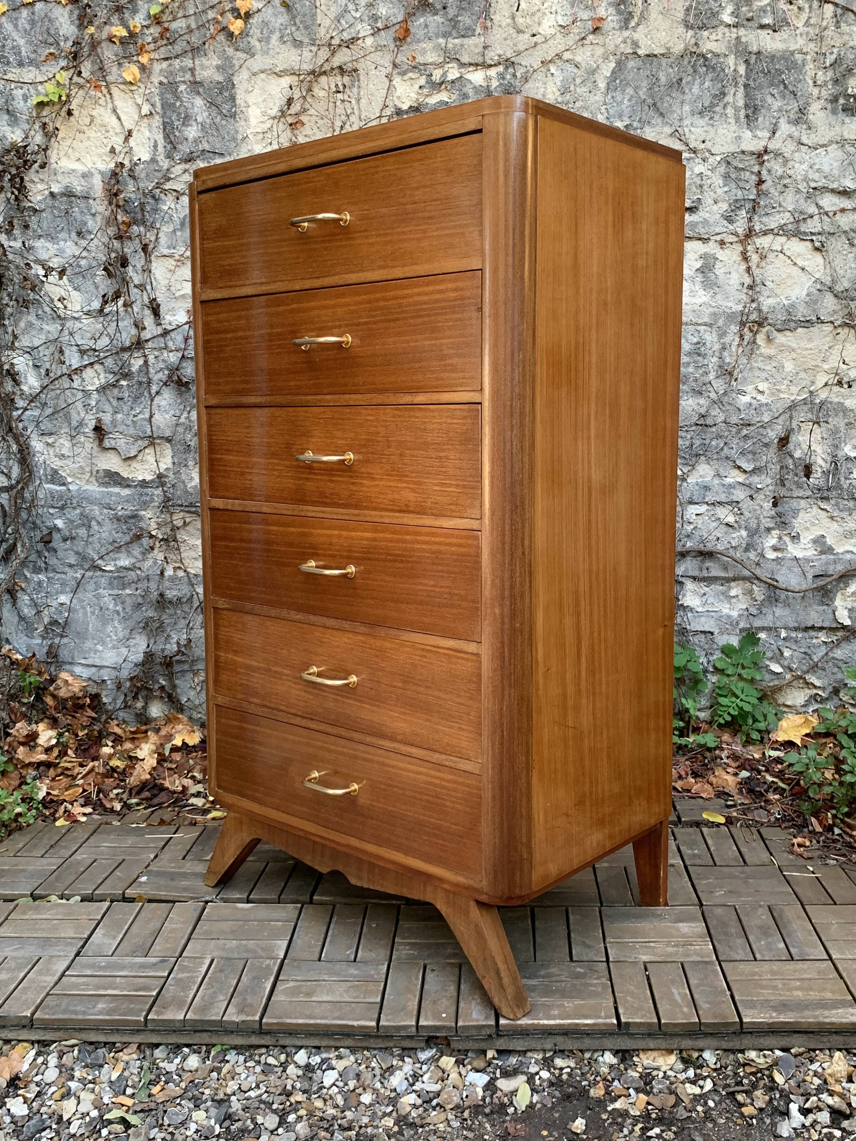 Vintage chest of drawers with compass feet 1960 H112