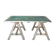 Table basse sur tréteaux anciens en bois