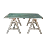 Coffee table on old wooden trestles