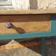 Table de ferme d'appoint patine turquoise