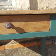 Table de ferme d'appoint patine turquoise