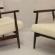 Pair of armchairs Henryk Lis 300-190 years 1970 fabric white buckle.