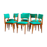 Lot 6 vintage wooden and skai chairs 60