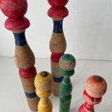 Old wooden bowling pins